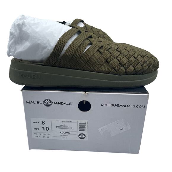 Malibu Sandals Colony Classic Nylon Eva Olive Green Slip On Mens 8 Womens 10 - Picture 1 of 6